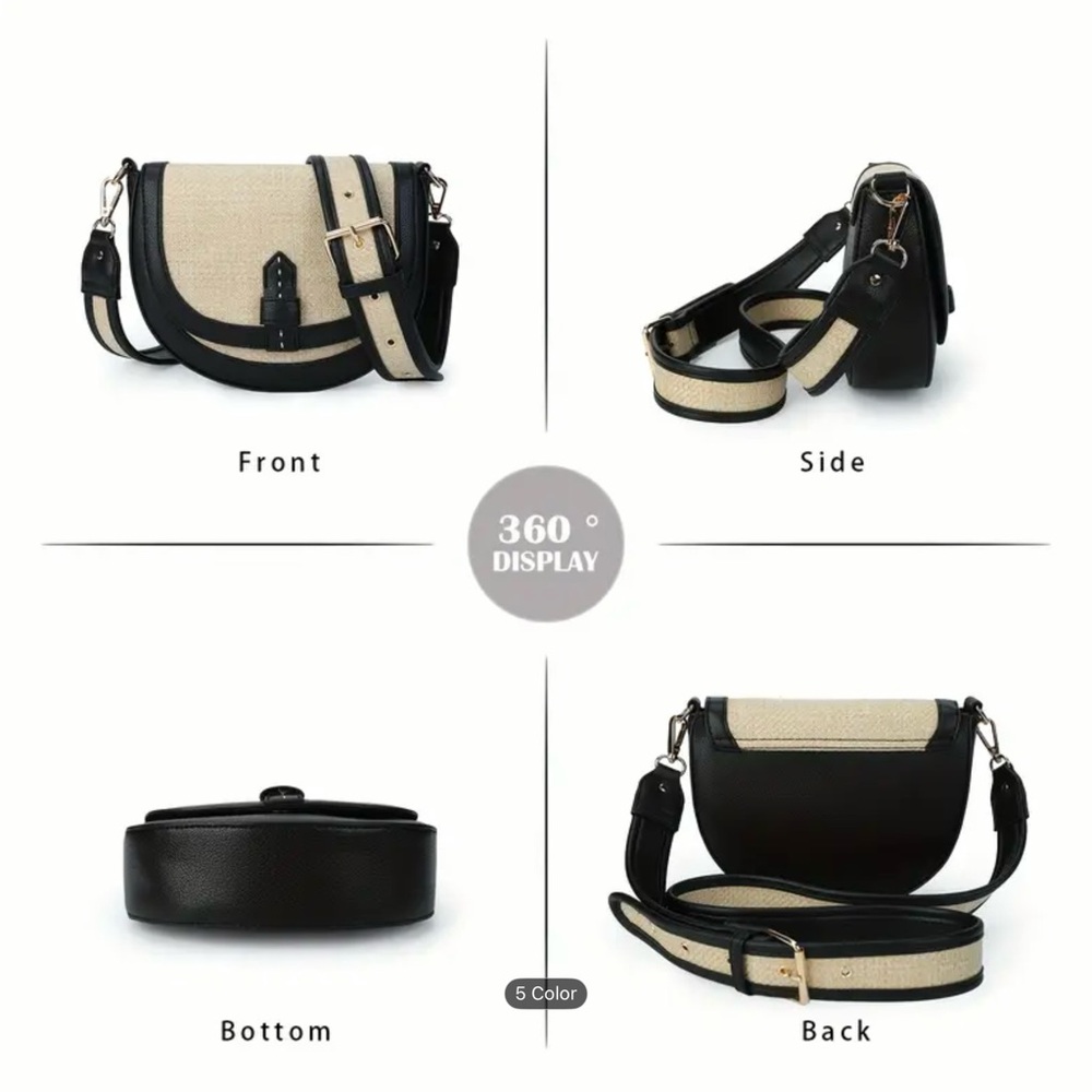 Elegant Black and Cream Women's Crossbody Bag - Picture 2 of 5